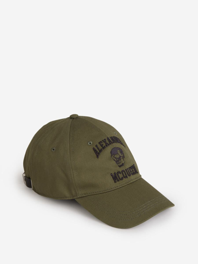 Alexander Mcqueen Logo Embroidered Baseball Cap In Verd Militar