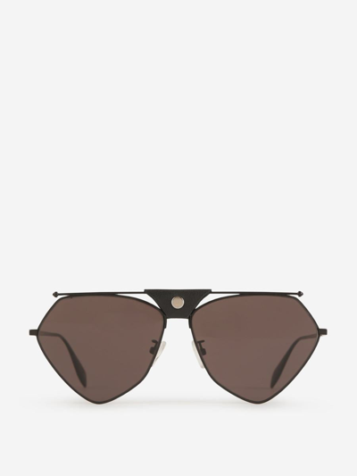 Alexander Mcqueen Eyewear Aviator Frame Sunglasses In Negre