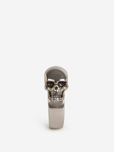 Alexander Mcqueen Ring The Side Skull In Silver