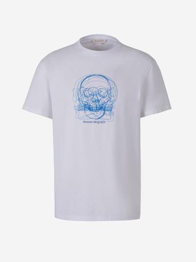 Alexander Mcqueen Skull Sketch T-shirt In White