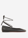 Amina Muaddi Woman Ballet Flats Black Size 10 Leather In Negre