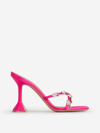 Amina Muaddi Embellished Satin Lily Mules 95 In Fúcsia