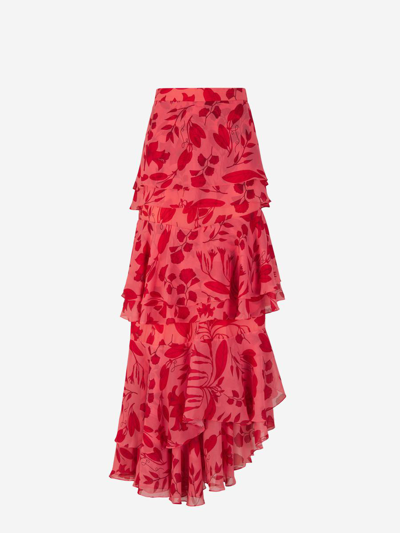 Andres Otalora Flowing Midi Skirt In Coral