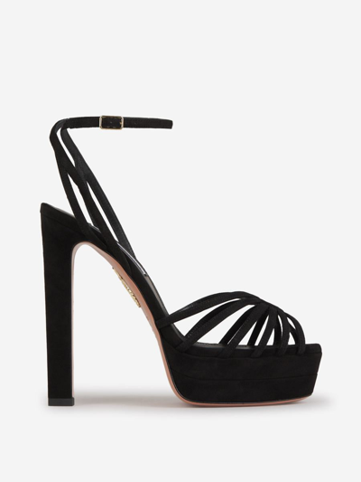 Aquazzura Mira 140 Plateau Sandal In Black