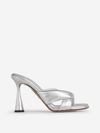 Aquazzura 100mm Metallic-finish Leather Mules In Platejat