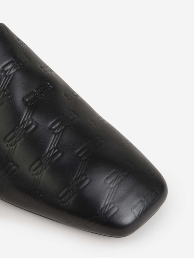Balenciaga Debossed-logo Leather Mules In Black