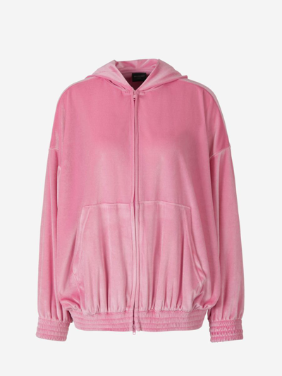 Balenciaga Bb Logo Zipped Hoodie In Pink