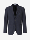 Boglioli Single-breasted Wool Blazer In Checkered Blue