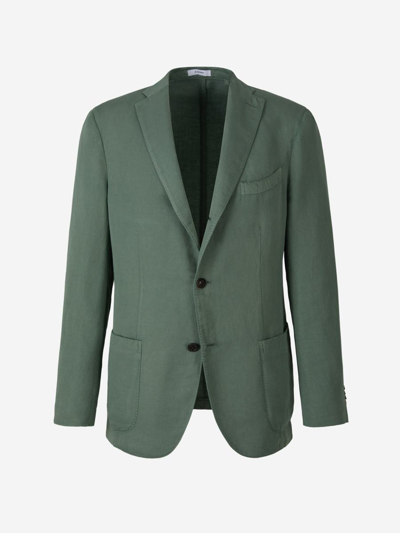 Boglioli Cotton And Linen Blazer In Army Green