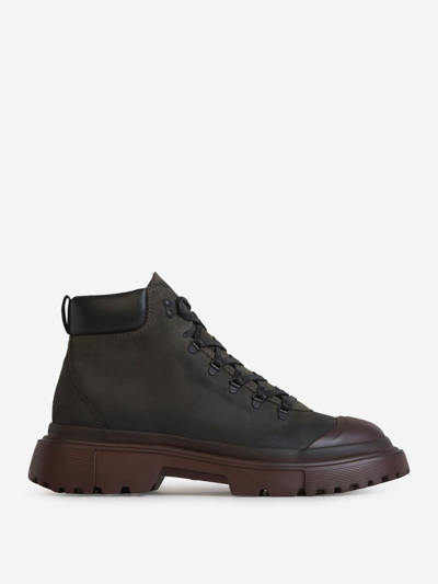 Hogan H619 Lace-up Boots In Polished Texture