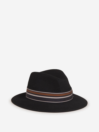 Borsalino Alessandria Hat In Night Blue, Grey And Brown