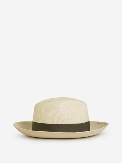 Borsalino Straw Panama Hat In Verd Fosc