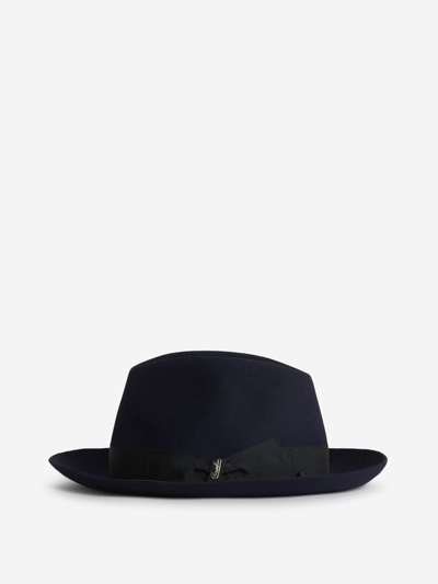 Borsalino Super Light Felt Hat In Blau Marí