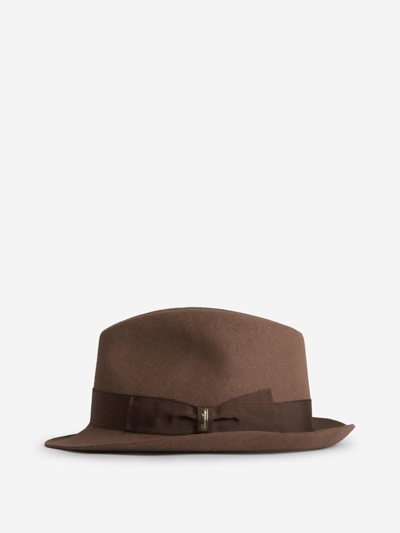 Borsalino Alessandria Shaved Felt Hat In Brown