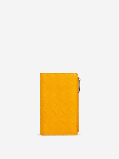 Bottega Veneta Intrecciato Leather Wallet In Orange