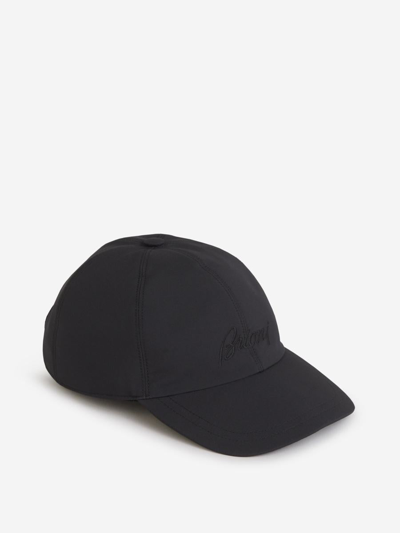 Brioni Navy Embroidered Cap In Negre