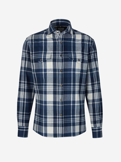 Brunello Cucinelli Checked Long-sleeved Shirt In Multi