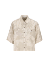 Brunello Cucinelli Floral-print Linen Shirt In Natural