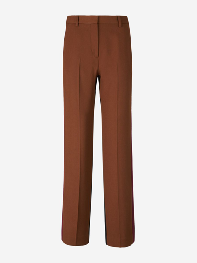 Burberry Contrast Dress Trousers In Caramel, Cherry And Black
