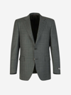 Canali Wool-tweed Blazer In Verd Fosc