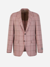 Canali Checked Blazer In Rosa Pal