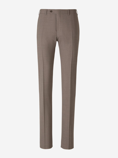 Canali Classic Wool Trousers In Brown