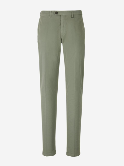 Canali Cotton Chino Trousers In Army Green