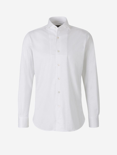 Canali Cotton Knit Shirt In White