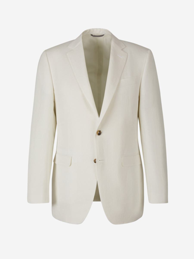 Canali Linen And Silk Blazer In White