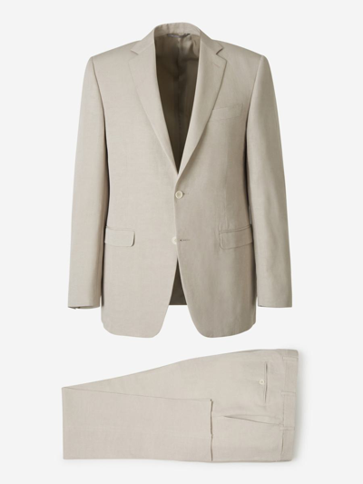 Canali Linen And Silk Suit In Beige