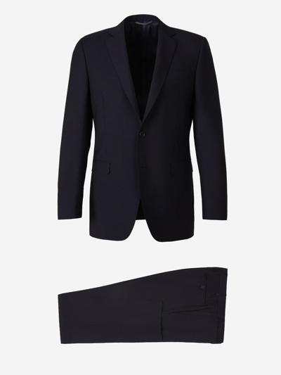 Canali Milano Wool Suit In Midnight Blue