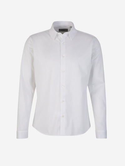 Canali Textured Cotton Shirt In Blanc