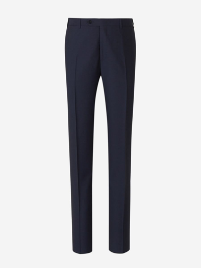 Canali Virgin Wool Pants In Navy Colour