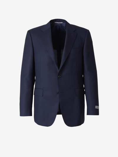 Canali Wool Blazer In Night Blue