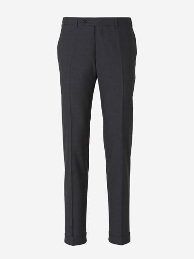 Canali Wool Formal Pants In Charcoal Gray