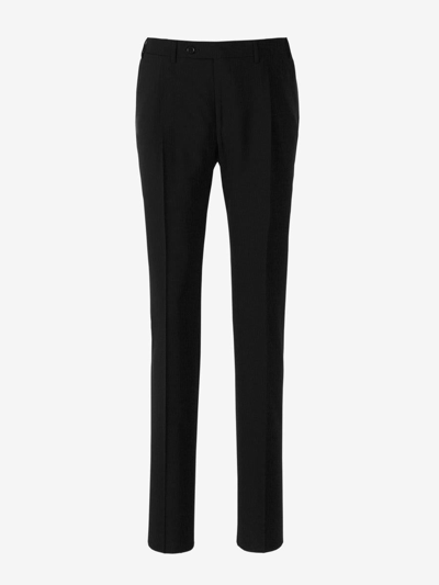 Canali Wool Pleated Trousers In Black