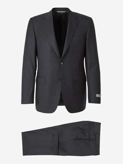 Canali Wool Milano Suit In Charcoal Gray