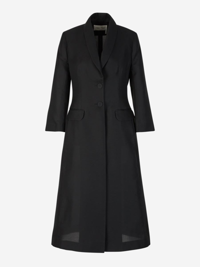 Chloé X Atelier Jolie Long Silk Coat In Negre