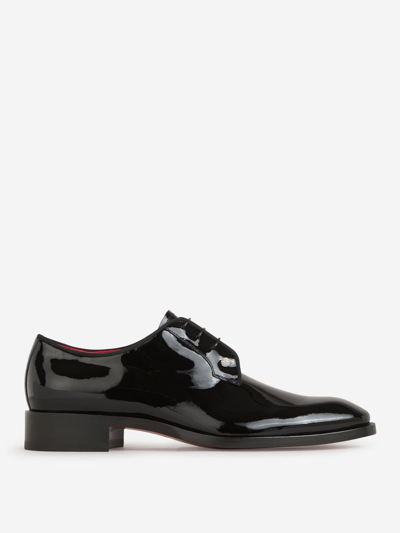 Christian Louboutin Chambeliss Night Lace Up Shoes In Black Patent Leather