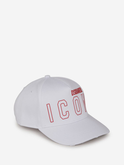 Dsquared2 Icon Outline Cap In White And Red