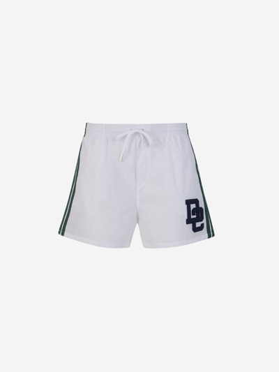 Dsquared2 Logo Boxer Swimsuit In Blanc