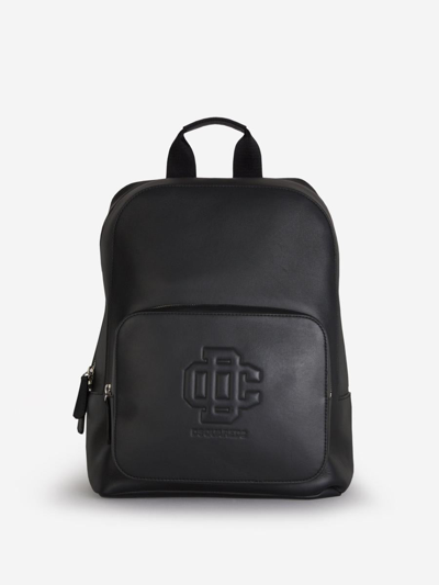 Dsquared2 Logo Leather Backpack In Black