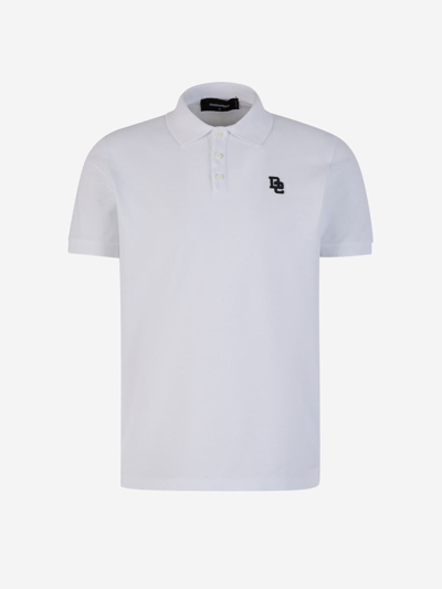 Dsquared2 Patch Piquet Polo In Blanc