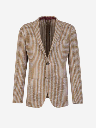 Etro Cotton Knit Blazer In Taupe