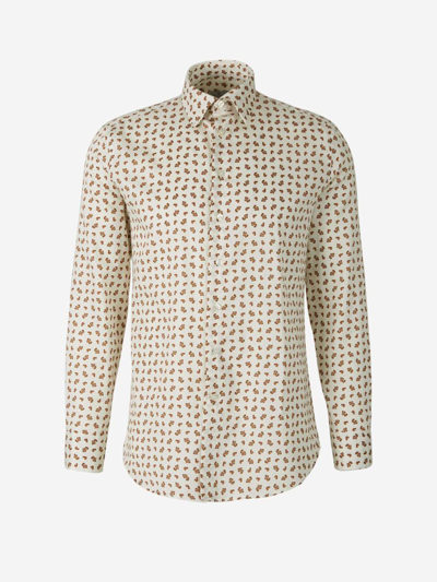 Etro Paisley Motif Shirt In Cream And Brown