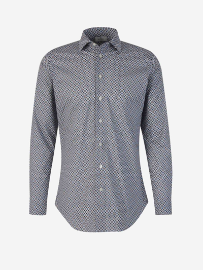 Etro Printed Cotton Shirt In Blau