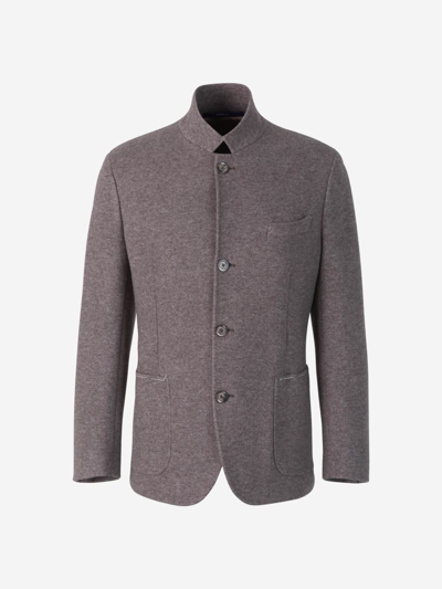 Fedeli Damon Flannel Cashmere Jacket In Taupe