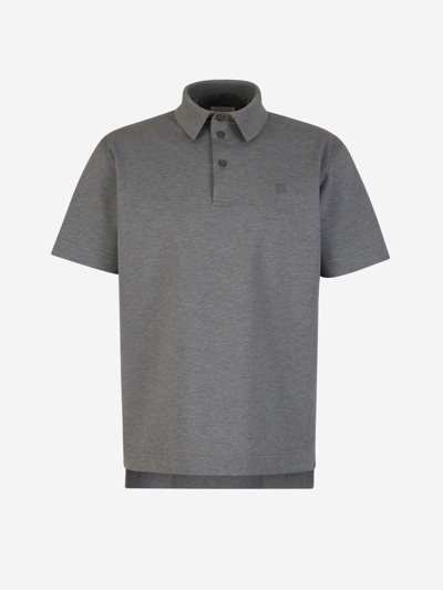 Givenchy Cotton Piquet Polo In Gris Clar