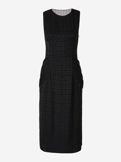 Givenchy Draped Jacquard Dress In Black