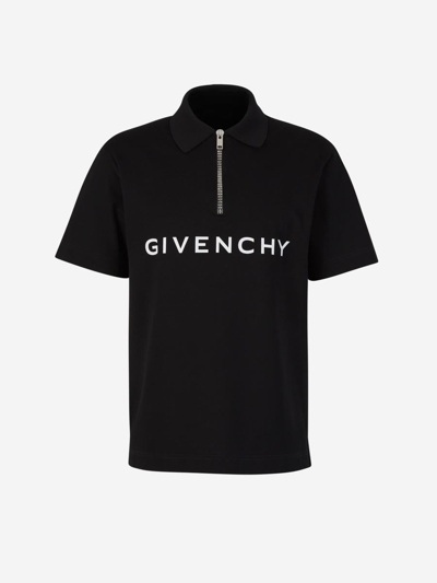 Givenchy Logo Piquet Polo In Negre